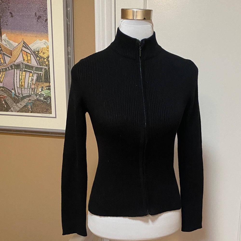 GAP Black Women's Cotton zip up Sweater